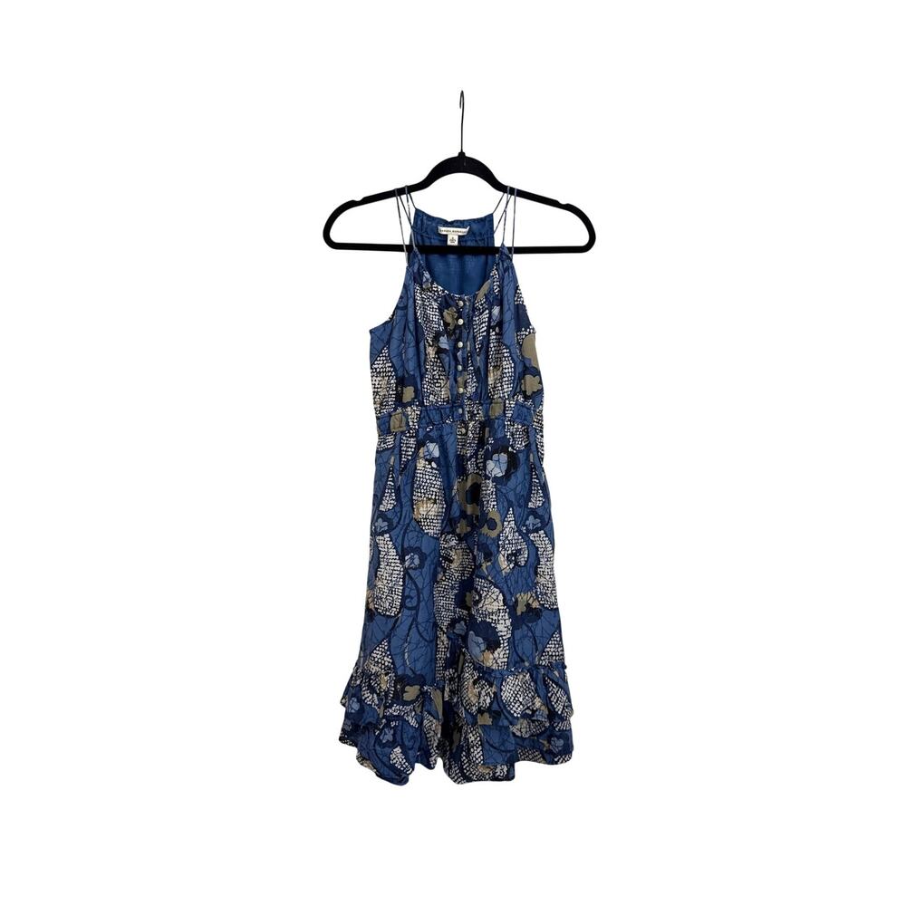 Banana Republic Strappy Floral Boho Flowy Ruffle Silky Halter Dress Size 0